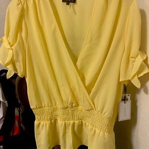 1. State lemon meringue ruffle sleeve top size L